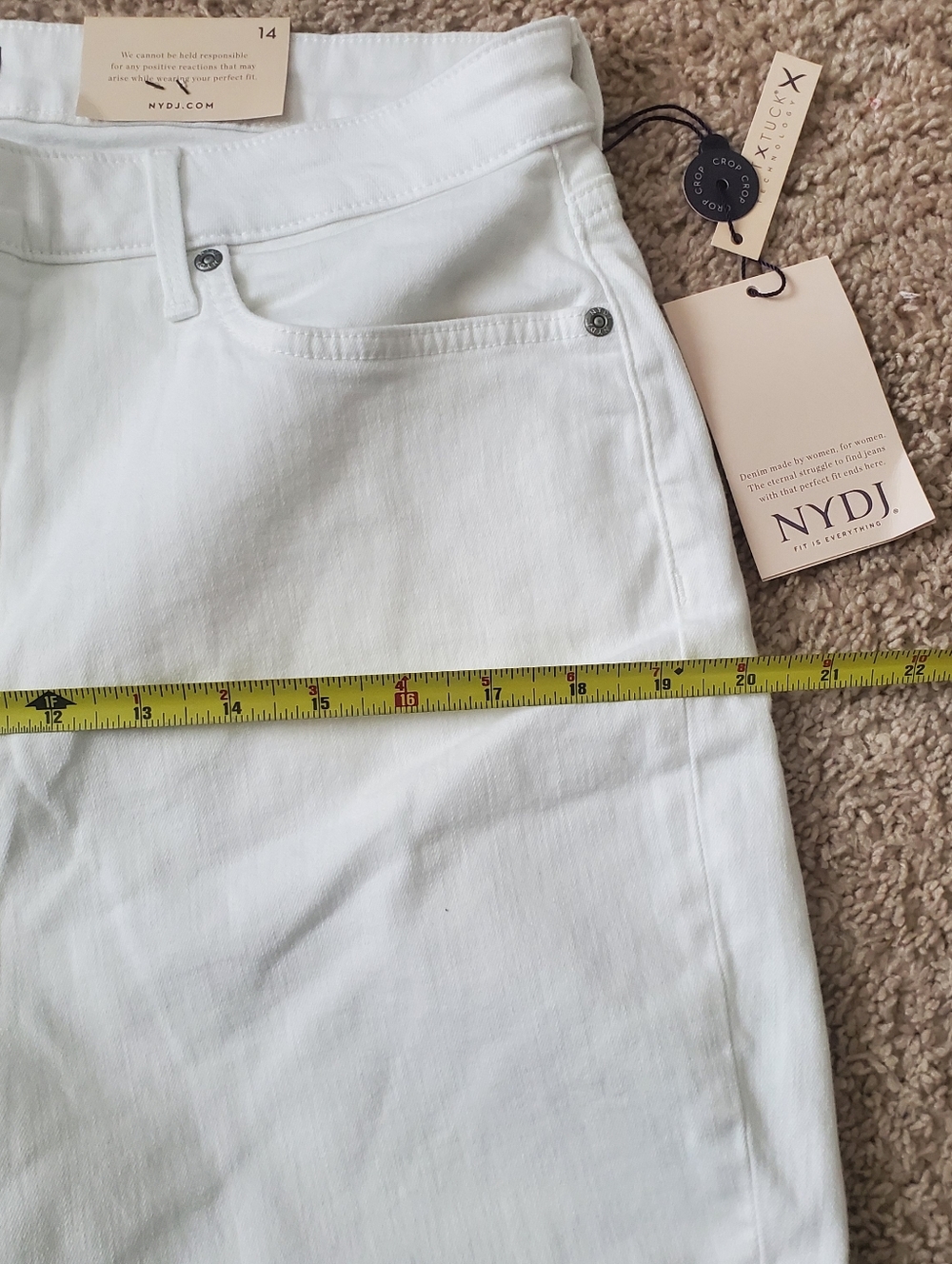 NYDJ Lift Tuck Technology Chloe Capri White Jeans Size 14 - Picture 11 of 14